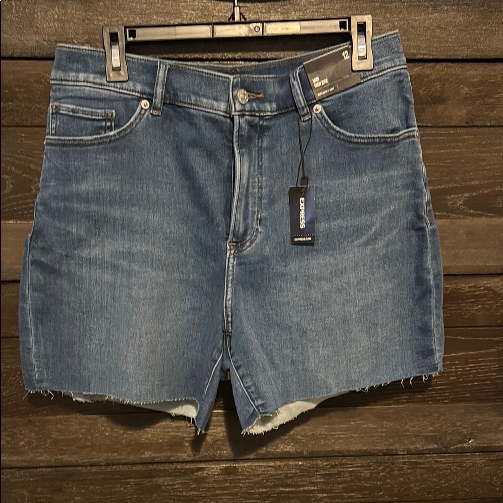 Express Blue Jean Shorts High-Waisted Cut-Off